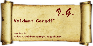 Valdman Gergő névjegykártya